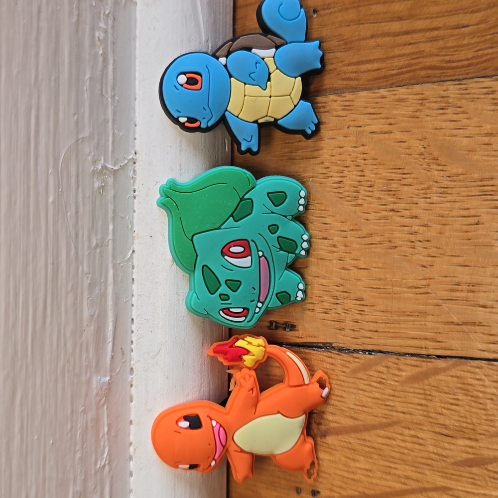 NWOT, Pokémon Croc Charms, Gen 1 Kanto Starters, Charmander, Bulbasaur, Squirtle